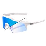 100% Lunettes de soleil Speedcraft SL Bastille Pearl White Glitter Blue Mirror Photochromic Lens Présentation