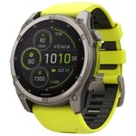 Garmin Montres GPS Fenix 8 Solar Sapphire Titanium Bracelet Silicone Jaune Graphite Présentation