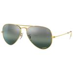 Ray Ban Lunettes de soleil RB3025 Aviator Polished Gold Chromance Silver Polar Blue Présentation