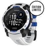 Garmin Montres GPS Instinct 3 Solar Blanche Avec Bracelet Blanc Bleu Présentation