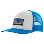 Patagonia Casquettes P-6 Logo Trucker Hat White w/ Vessel Blue Présentation