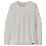 Patagonia Tee-shirt de rando W's L/S Capilene Cool Daily Graphic Shirt Water Boardshort Logo Light Plume Grey White Présentation