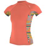 O'Neill Top Manches Courtes Womens Side Print S/S Rash Guard Burnt Coral/Arta Geo Présentation