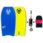 Nmd Board de Bodyboard Pack Element Pe + Wrist Leash + Board Cover Royal Blue Yellow Présentation