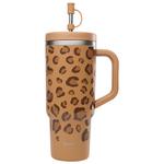 Qwetch Mug Travel Cup 900 ml Leopard Camel Présentation