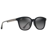Maui Jim Lunettes de soleil Ku'ikahi Asian Fit Noir Brilant Gris Clair Transparent Neutral Grey Minéral Superthin Présentation