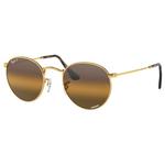 Ray Ban Lunettes de soleil RB3447 Round Metal Polished Gold Chromance Silver Brown Polar Présentation