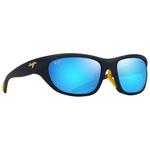 Maui Jim Lunettes de soleil Haulani Asian Fit Matte Solid Dark Blue Yellow Blue Hawaii Mineral Superthin Présentation