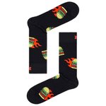 Happy Socks Chaussettes Crew Socks Flaming Burger Black Présentation