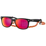 Ray Ban Lunettes de soleil New Wayfarer Kids Polished Rubber Black Brown Orange Mirror Présentation