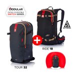 Arva Sac airbag Switch Mix Bundle (Ride 18 + Tour 32) Black Présentation