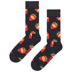 Happy Socks Chaussettes Crew Socks Strawberry Fresh Black Présentation