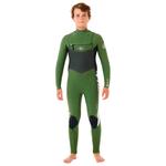 Rip Curl Combinaison Intégrale Junior Dawn Patrol 5/3 Front Zip Green Présentation