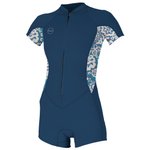 O'Neill Shorty Womens Bahia 2/1 Front Zip S/S French Navy/Christina Floral Présentation