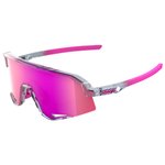 100% Lunettes de soleil Slendale Polished Translucent Grey Purple Multilayer Mirror Lens Présentation