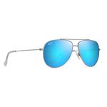 Maui Jim Lunettes de soleil Hauoli Xs Crystal Shiny Silver Blue Hawaii MauiPure Présentation