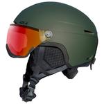 AZR Casque de ski avec visière Orion Visor Kaki Noir Mat Irisé Rouge Multicouche Présentation