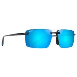 Maui Jim Lunettes de soleil Laulima Asian Fit Noir Brillant Bleu Blue Hawaii MauiPure Présentation