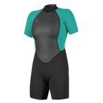 O'Neill Shorty Womens Reactor II 2mm Back Zip S/S Black/Light aqua Présentation