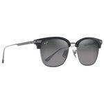 Maui Jim Lunettes de soleil Kalaunu Asian Fit Shiny Black Dark Silver Neutral Grey MauiBrilliant Présentation