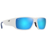 Maui Jim Lunettes de soleil Keha Asian Fit Blanc Mat Bleu Hawaï Minéral SuperThin Présentation