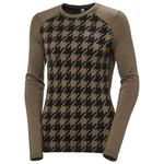Helly Hansen Sous-vêtement technique W Lifa Merino Midweight Gra Crew Sepia Houndstooth Aop Présentation