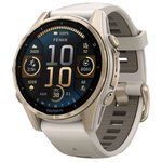 Garmin Montres GPS Fenix 8 Amoled Sapphire Soft Gold Bracelet Silicone Gris Cendre Présentation