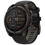Garmin Montres GPS Fenix 8 Solar Sapphire Titane Carbon Gray DLC Bracelet Silicone Noir Gris Galet Résumé
