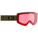 AZR Masque de Ski Limited Kaki Mat Irisé Rouge Multicouche Présentation