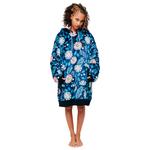 All-In Poncho Poncho Plaid Floral Blue Présentation