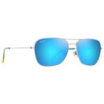 Maui Jim Lunettes de soleil Naauao Argent Brillant Bleus Verts Bleu Hawaï MauiPure Présentation