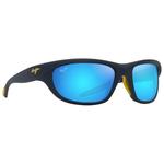 Maui Jim Lunettes de soleil Haulani Matte Solid Dark Blue Yellow Blue Hawaii Mineral Superthin Présentation