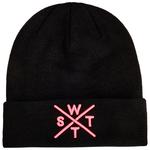 Watts Bonnet Piano Cuffed Beanie Junior Black Cross Fluo Pink Présentation