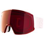 Salomon Masque de Ski Skarn Prime White Sigma Fire Red + Sigma Light Blue Présentation