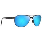 Maui Jim Lunettes de soleil Castles Ruthénium Foncé Mat Noir Bleu Hawai Minéral Superthin Présentation