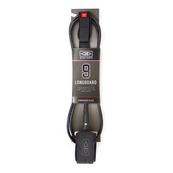 Ocean And Earth Leash Leash de surf Ocean and Earth Longboard Knee Diamond Flex - Black - 9'0 / 274 cm - Sans Dos