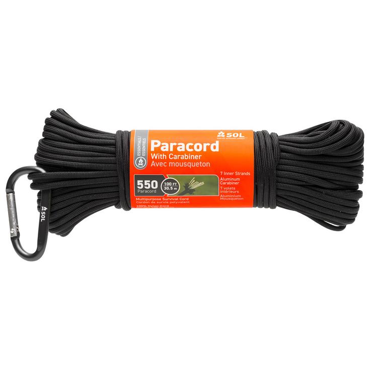 SOL Corde à linge Paracord With Carabiner Black Présentation