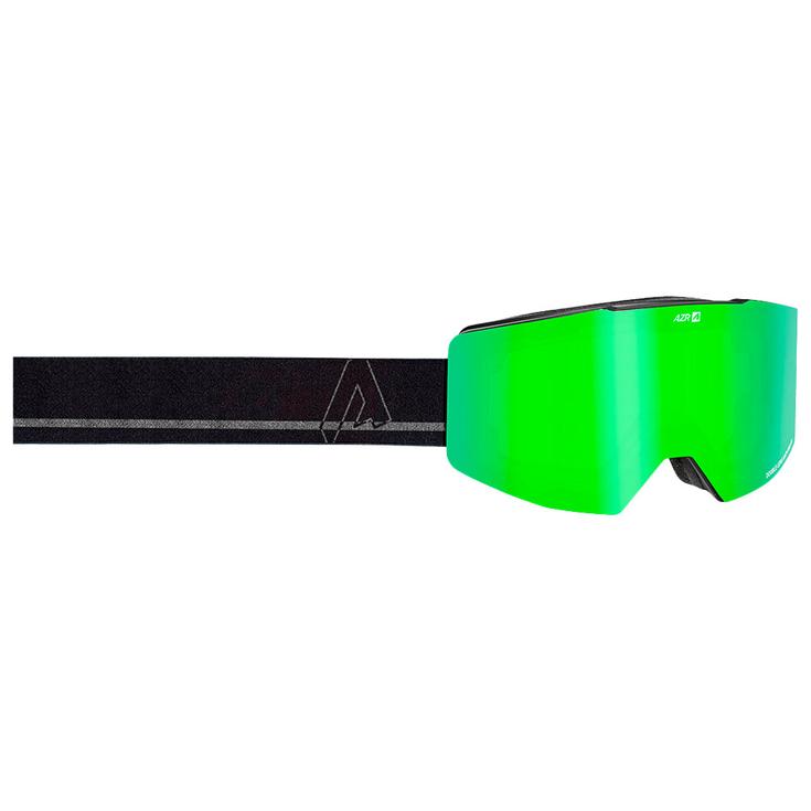 AZR Masque de Ski Power Otg Noir Mat Vert Multicouche + Jaune Présentation