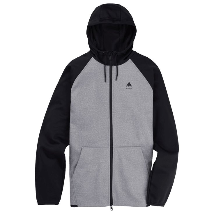 Burton Sweat Crown Weatherproof Full Zip Grey Heather True Black Présentation