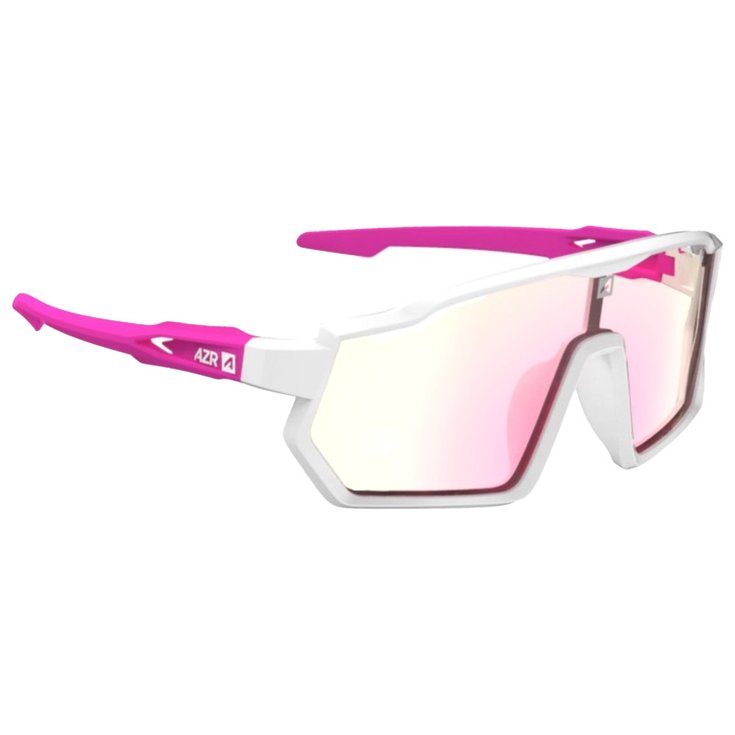 AZR Lunettes de soleil Pro Race Jr Rx Blanche Rose Vernie Photochromique Irisé Rose Présentation