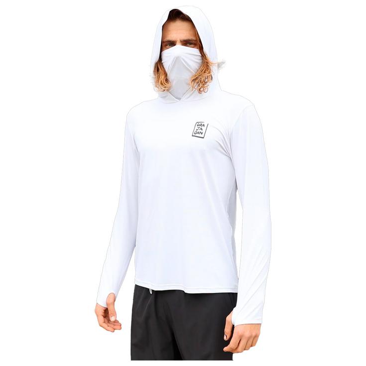 Grajagan Top Manches Longues Upf 50+ Surf Tee - LS / Hooded White Présentation
