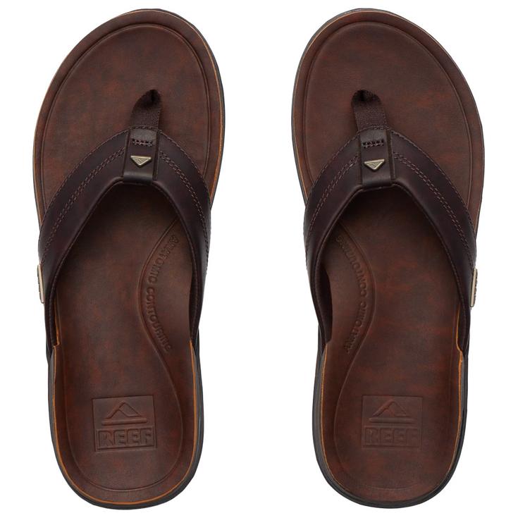 Reef Tongs Leather Offshore Dark Brown Présentation