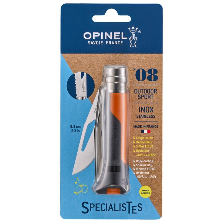 Opinel Couteaux (couverts) N°8 Outdoor Blister Soft Orange Présentation