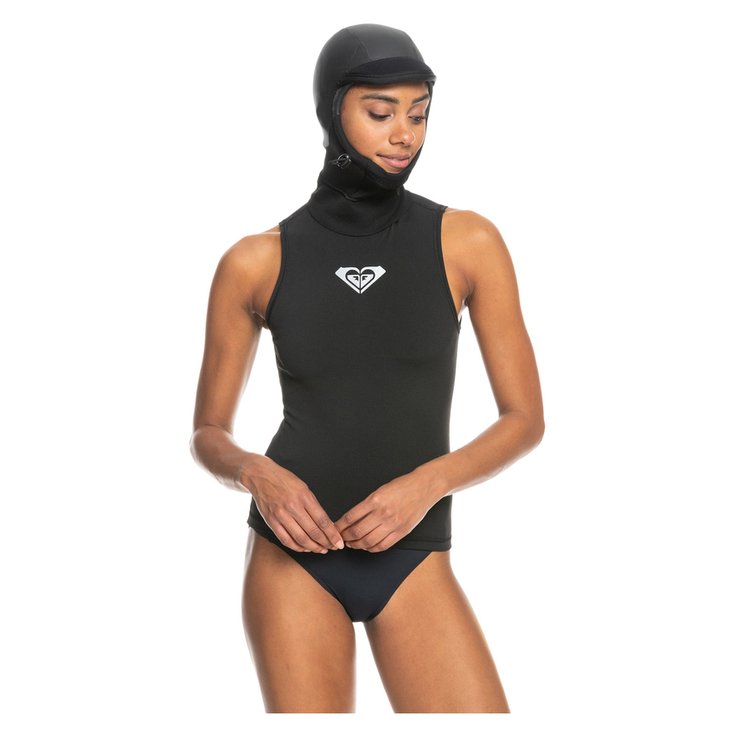 Roxy Top Manches Courtes + Cagoule Swell Series 2mm - Black Dos