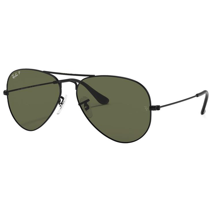 Ray Ban Lunettes de soleil RB3025 Aviator Matte Black Green G-15 Polarized Présentation