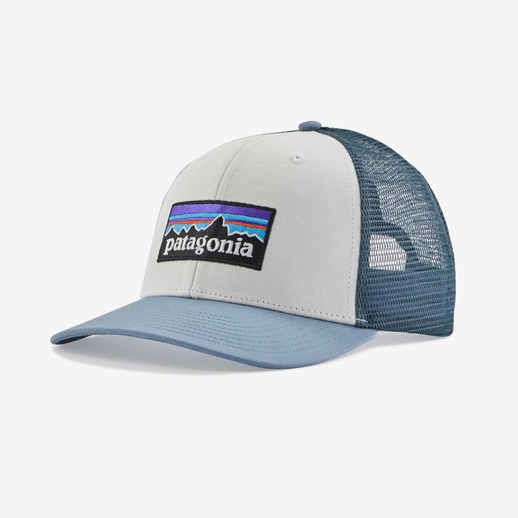 Patagonia Casquettes P-6 Logo LoPro Trucker Hat - White / Light Plume Grey Profil