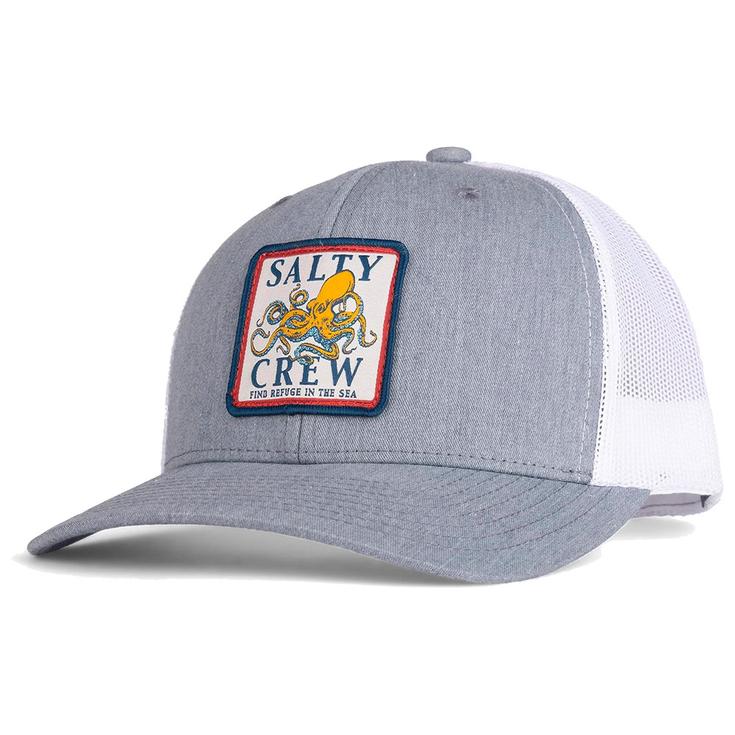 Salty Crew Casquettes Ink Slinger Retro Trucker Heather Grey White Présentation