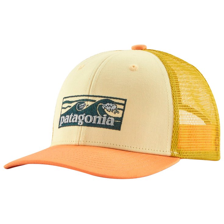 Patagonia Casquettes Kid's Trucker Hat Boardshort Logo Tones Buttercup Yellow Présentation