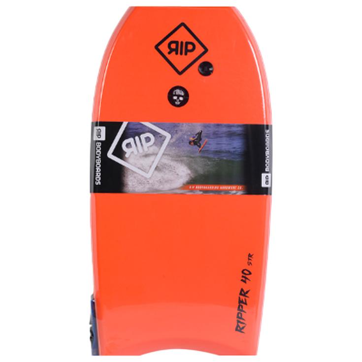 Surf System Board de Bodyboard Eps Rip Ripper + Leash Coil PU Orange Blue Présentation