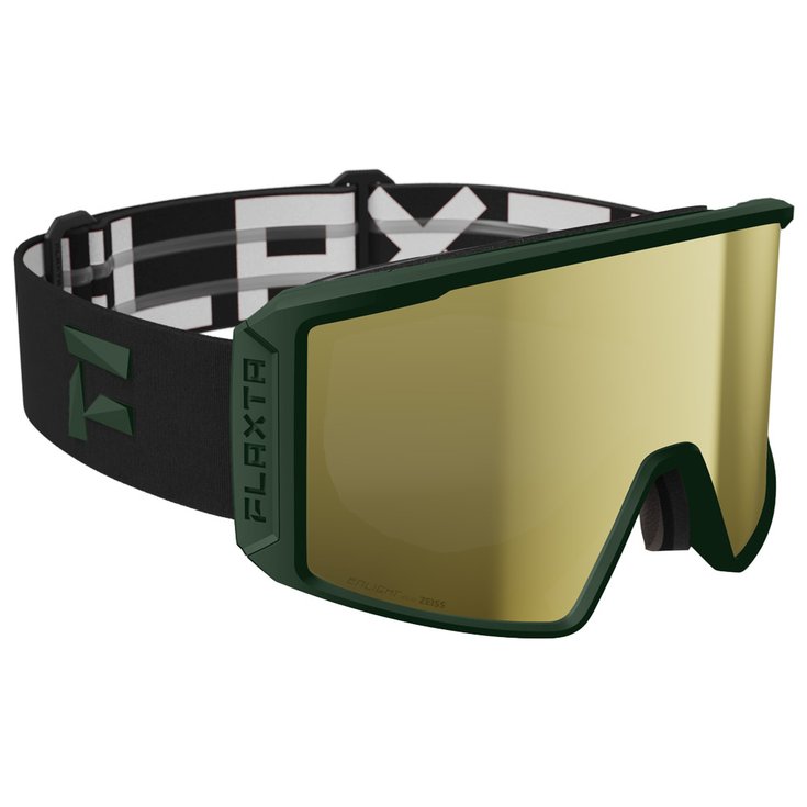 Flaxta Masque de Ski Evoke Deep Green Gold Mirror Lens Présentation